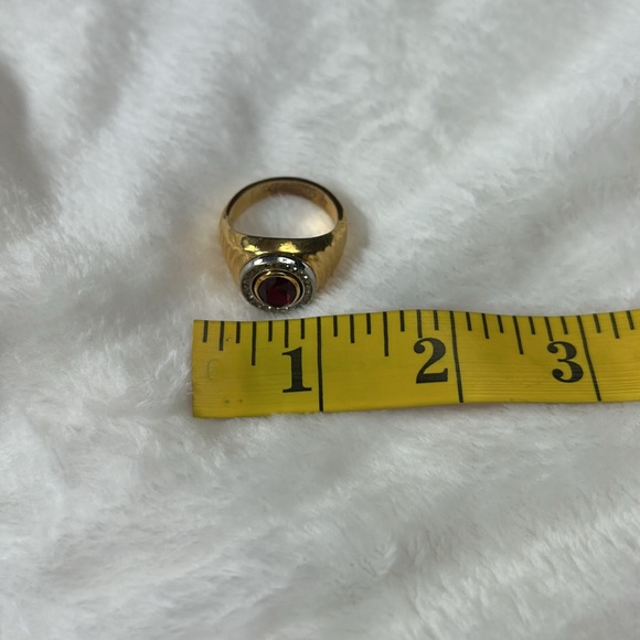 14k.t. G.E. Espo - joseph esposito garnet with pave diamond circle gold ring - Picture 7 of 14